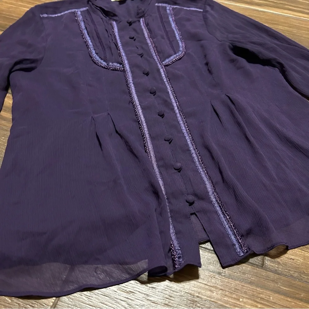 Coldwater Creek Women’s Blouse Medium 10-12 Purple Long Sleeve‎